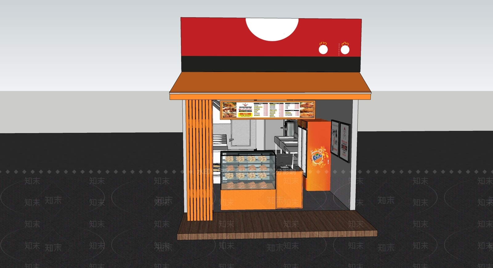 现代小吃快餐店SU模型下载【ID:1180645639】