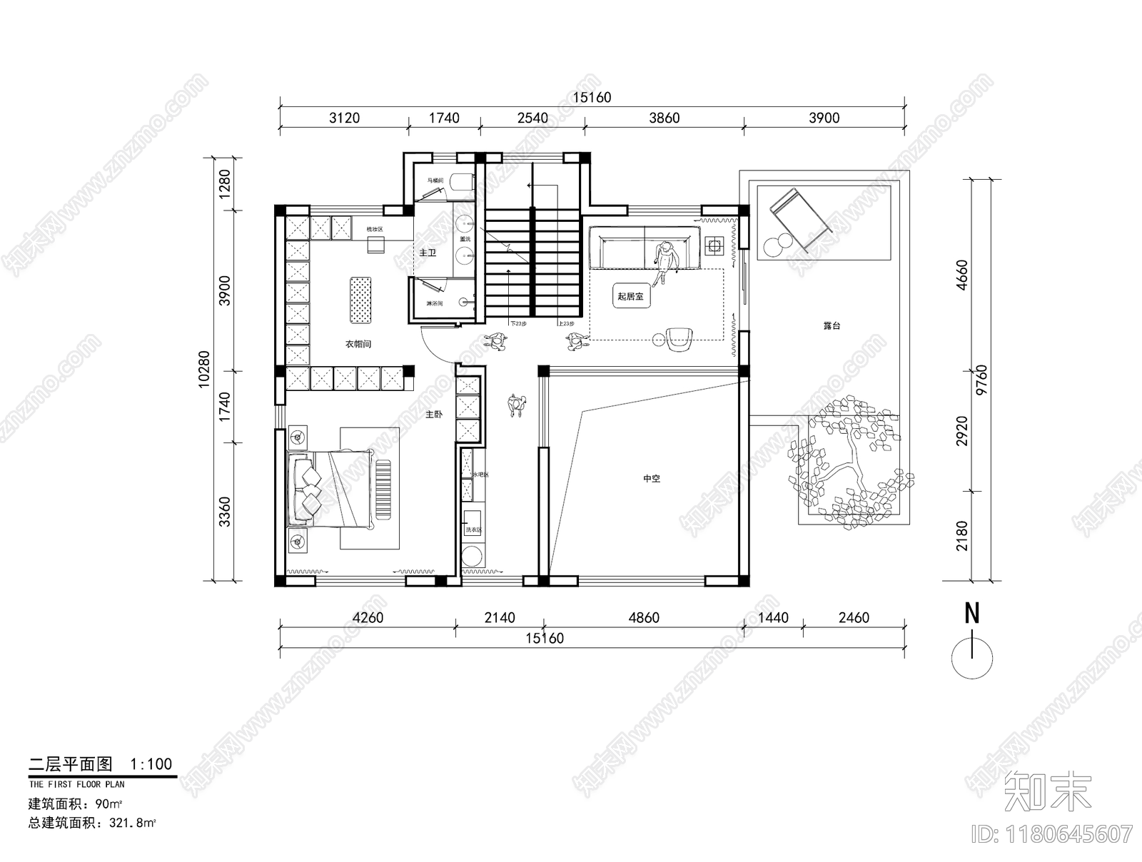 现代别墅建筑cad施工图下载【ID:1180645607】