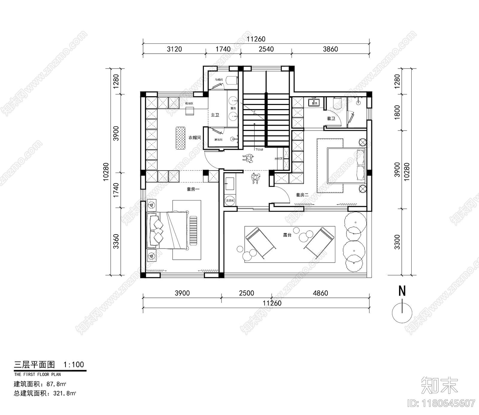 现代别墅建筑cad施工图下载【ID:1180645607】