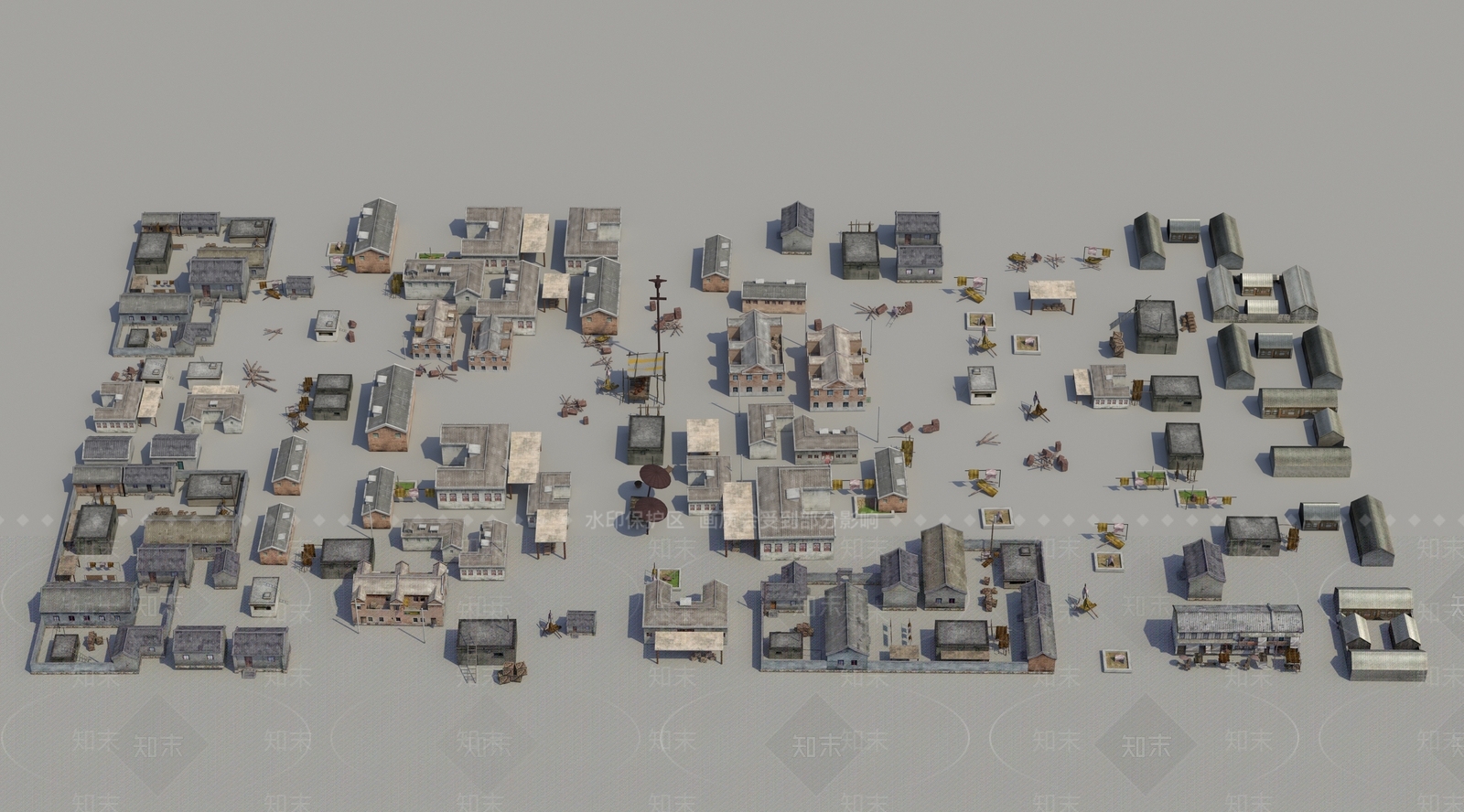 现代新中式鸟瞰规划3D模型下载【ID:1180648740】