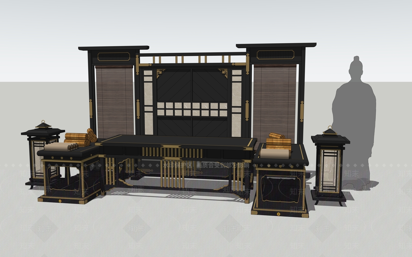 中式新中式屏风SU模型下载【ID:1180650163】