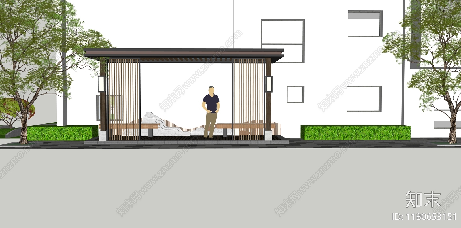 现代新中式乡村庭院SU模型下载【ID:1180653151】