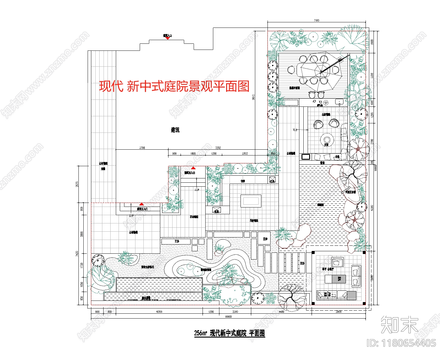 现代新中式庭院施工图下载【ID:1180654405】