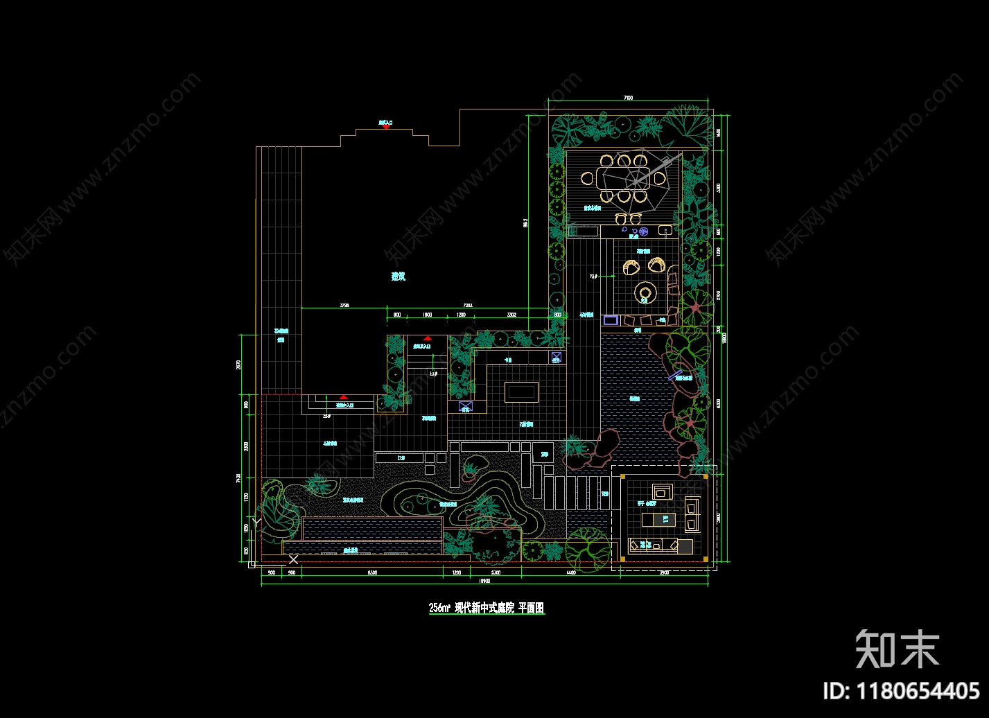 现代新中式庭院施工图下载【ID:1180654405】