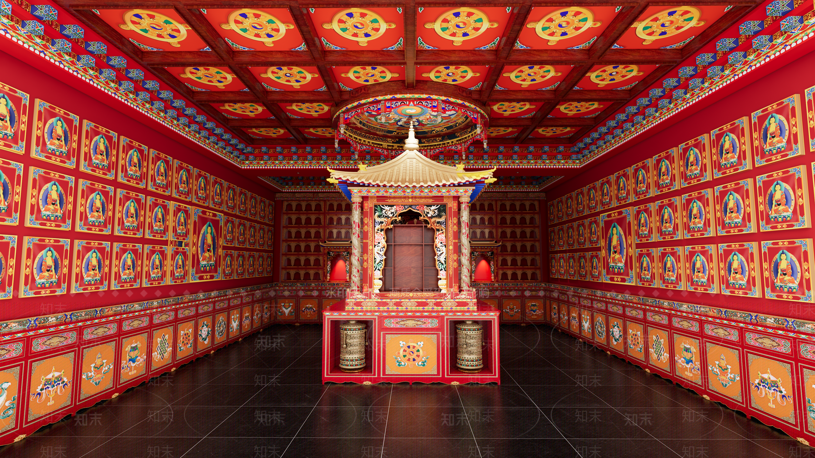 中式禅意寺庙建筑SU模型下载【ID:1180668090】