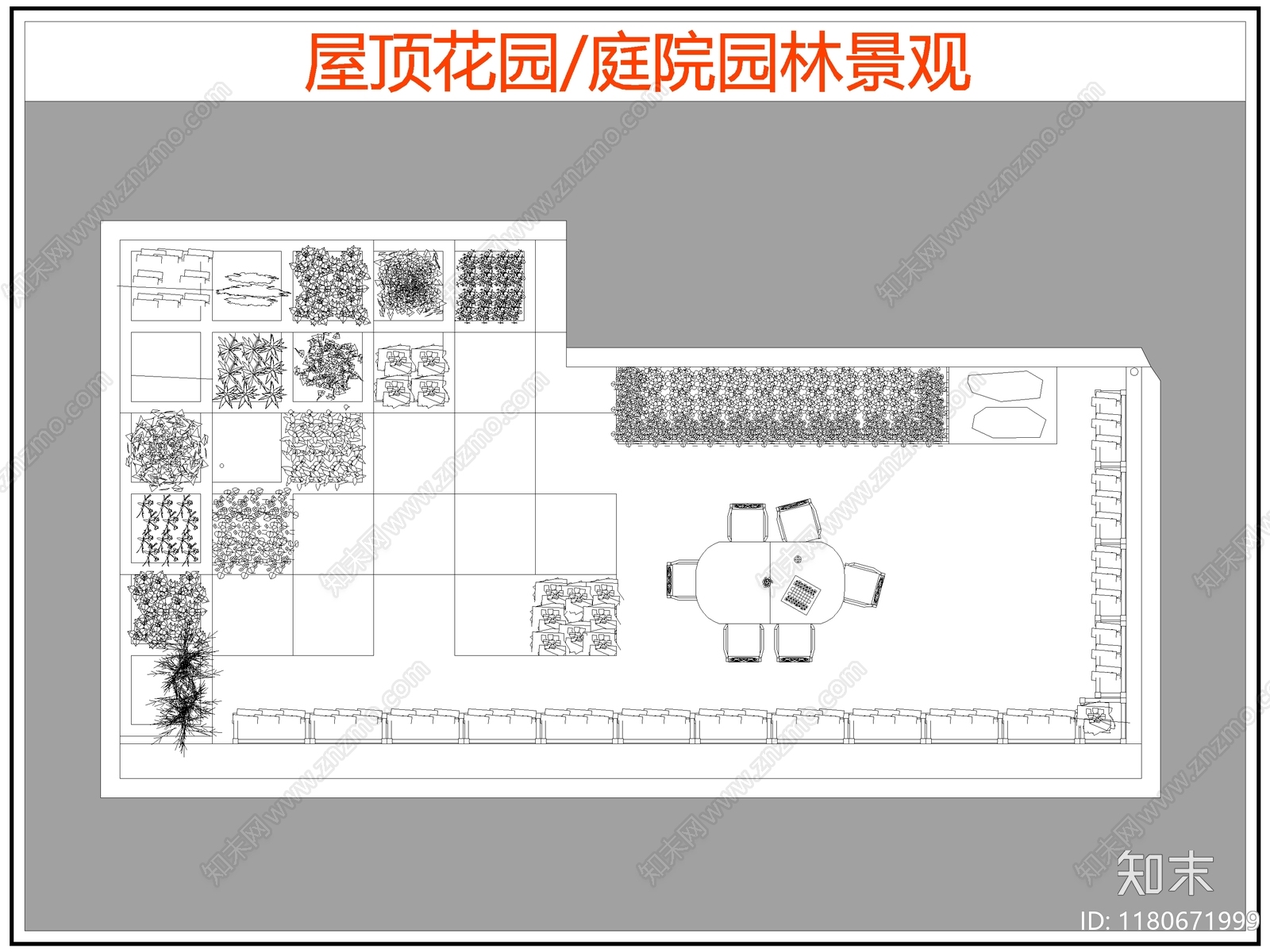 现代屋顶花园cad施工图下载【ID:1180671999】