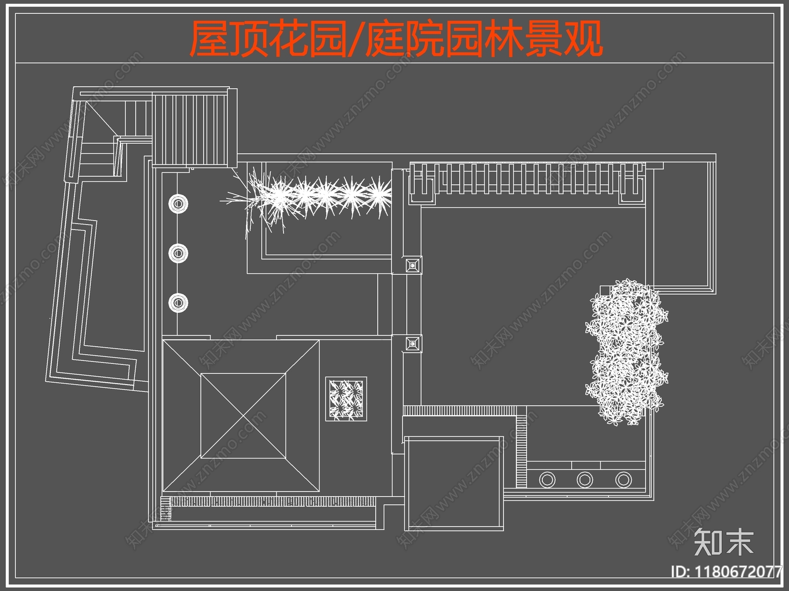 现代屋顶花园cad施工图下载【ID:1180672077】