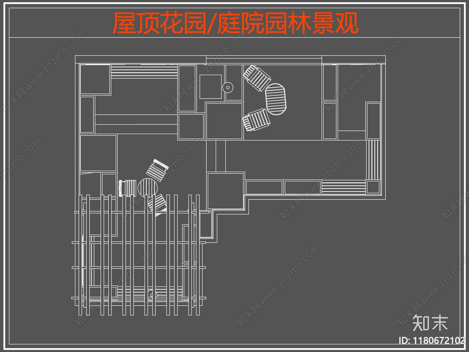 现代屋顶花园cad施工图下载【ID:1180672102】