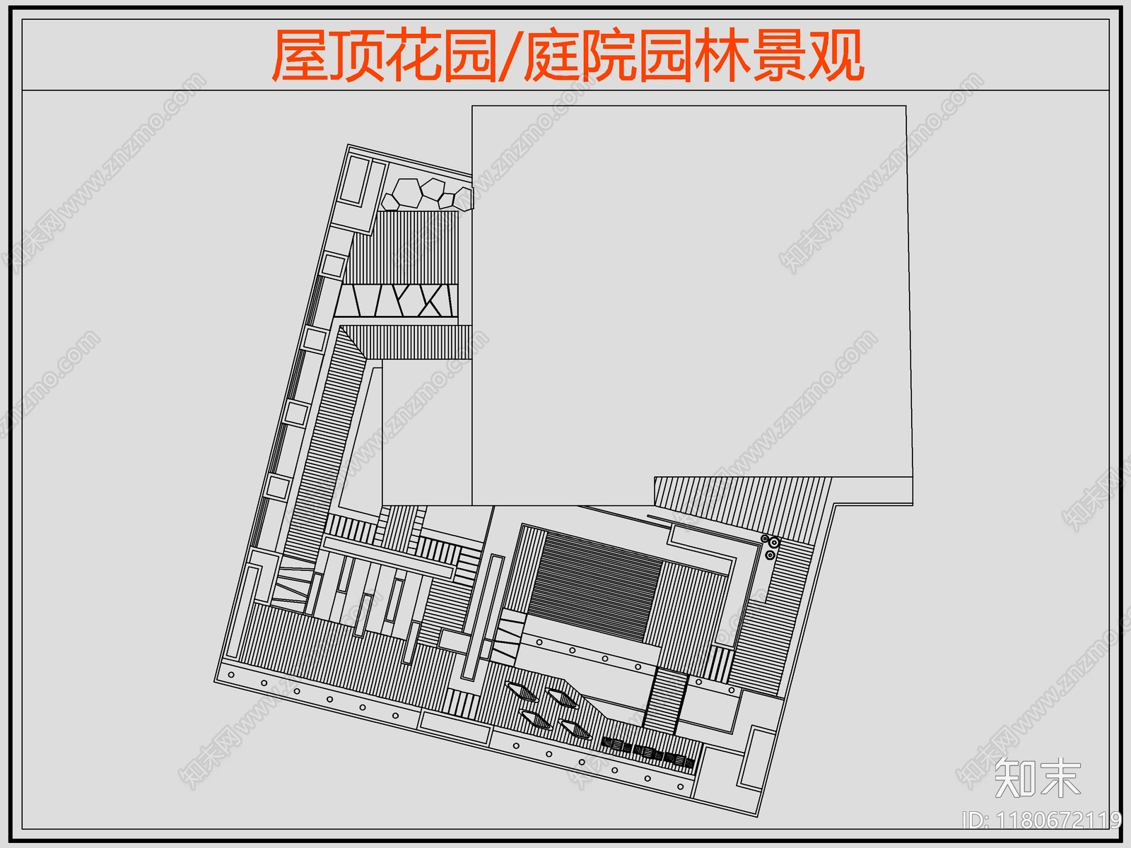 现代屋顶花园cad施工图下载【ID:1180672119】