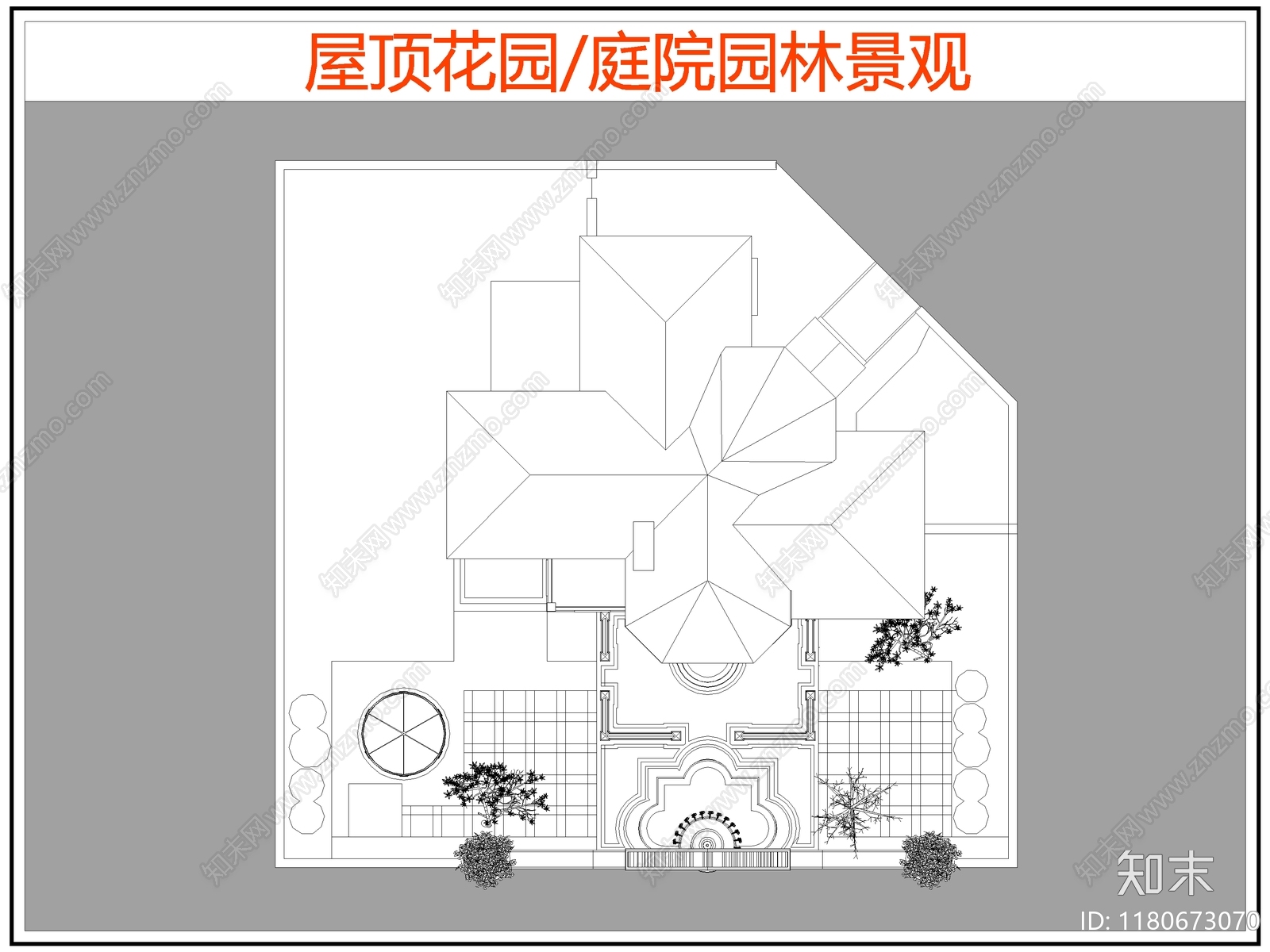 现代屋顶花园cad施工图下载【ID:1180673070】