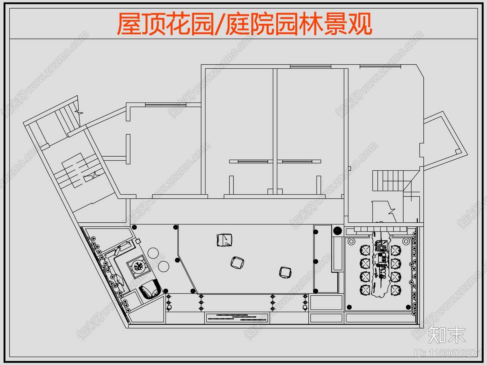 现代屋顶花园cad施工图下载【ID:1180673271】