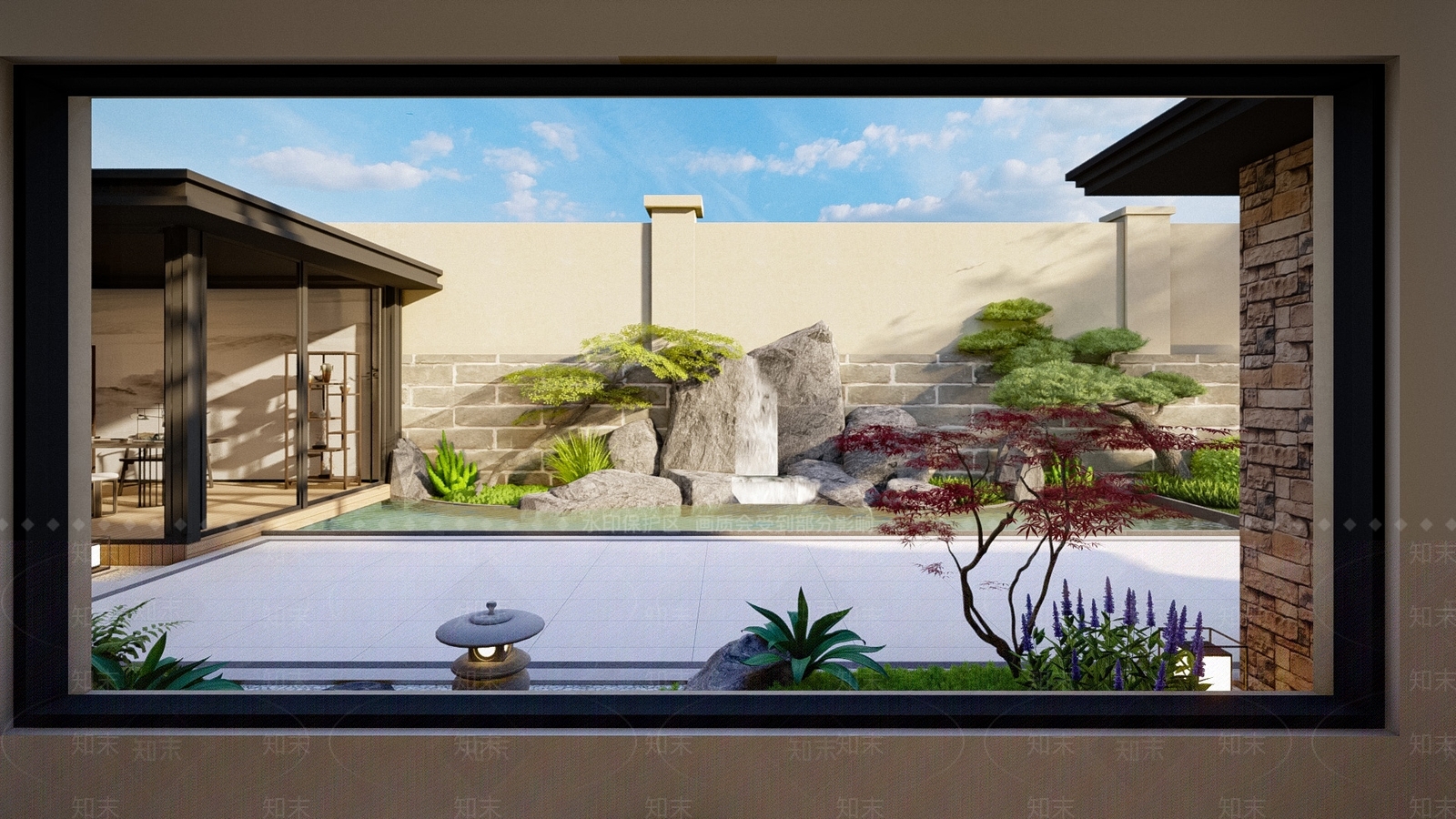 新中式别墅庭院SU模型下载【ID:1180673620】