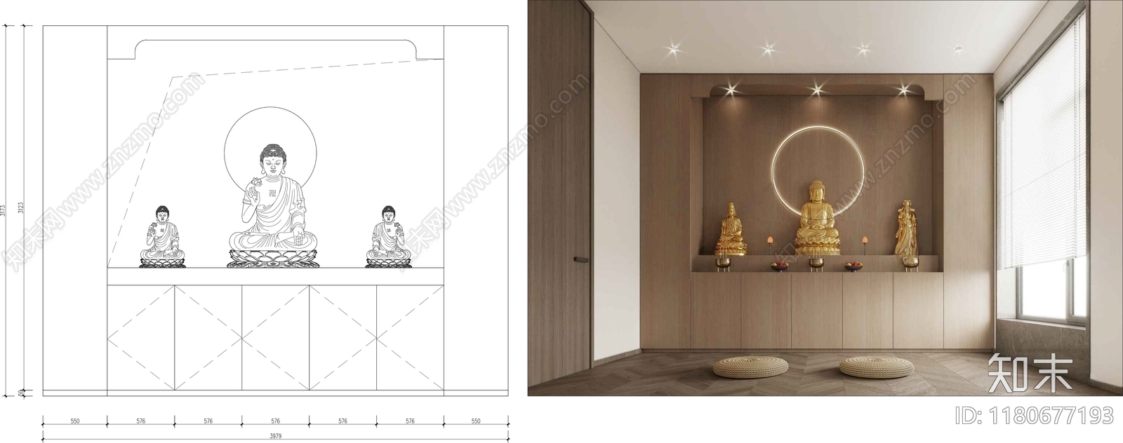 现代佛堂施工图下载【ID:1180677193】