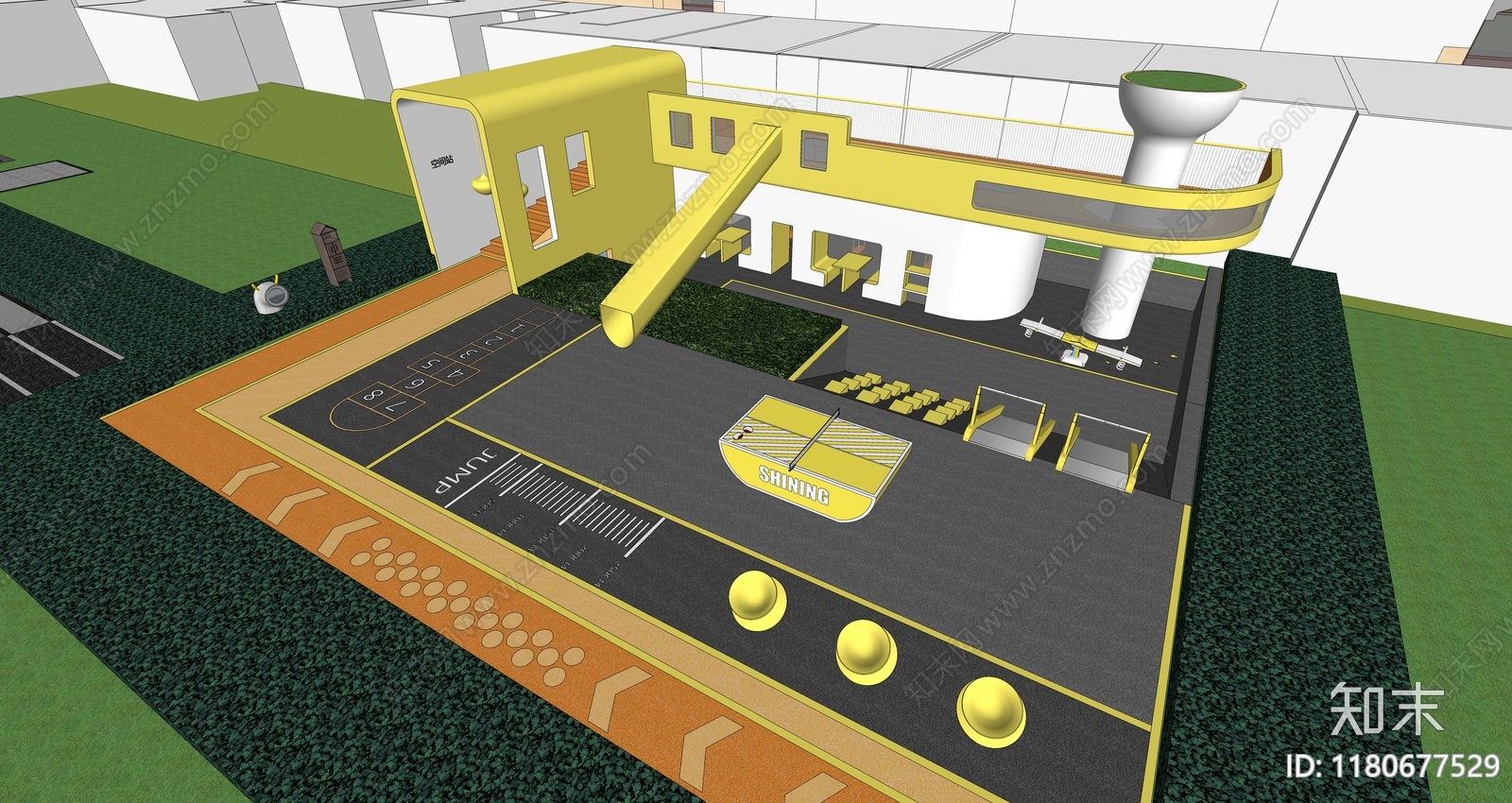 现代儿童游乐区SU模型下载【ID:1180677529】