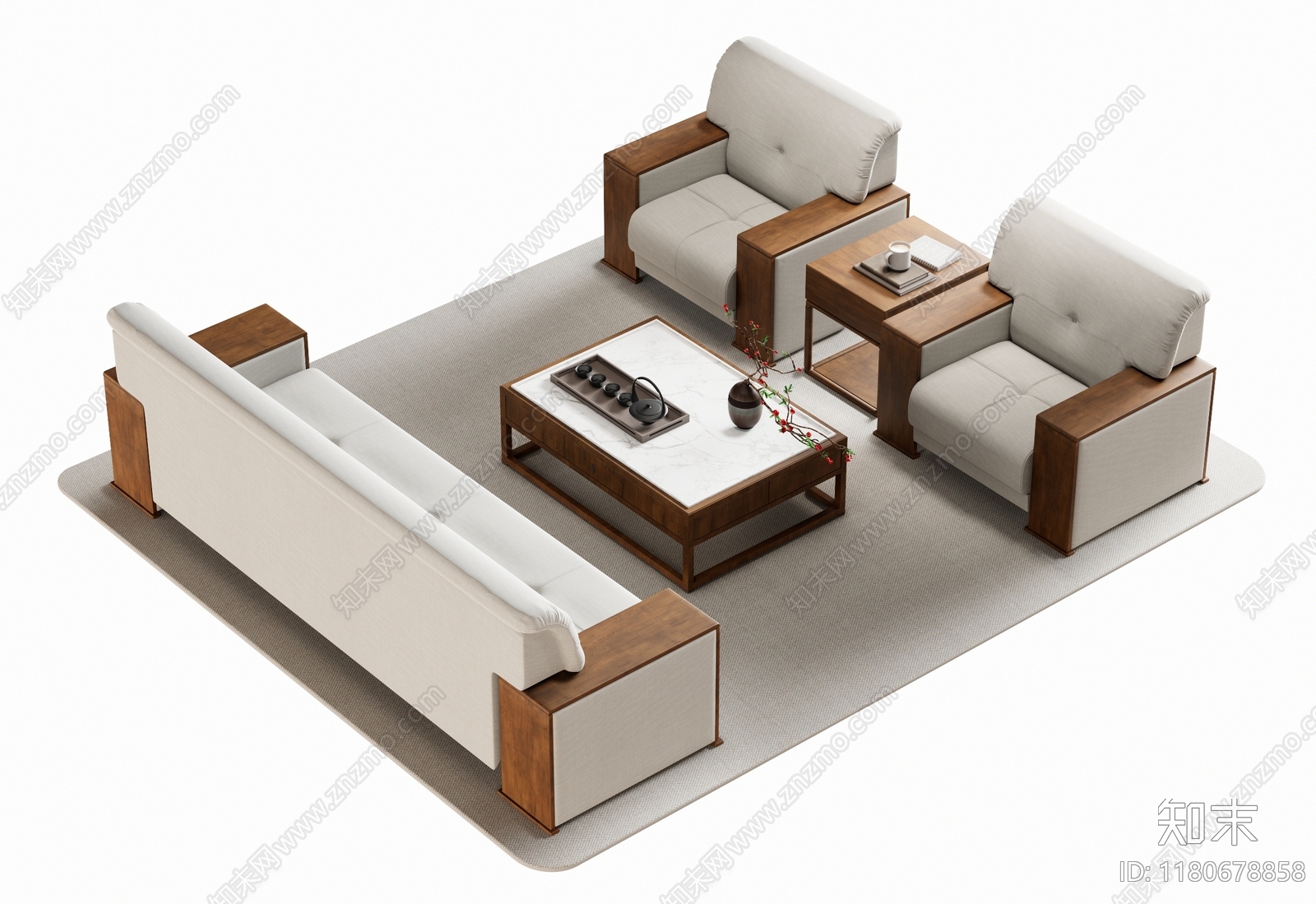 新中式多人沙发3D模型下载【ID:1180678858】