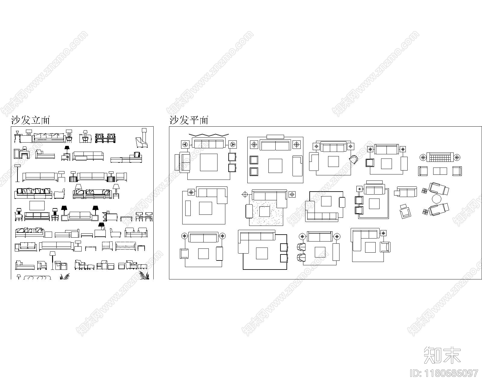 现代综合家具图库cad施工图下载【ID:1180686097】