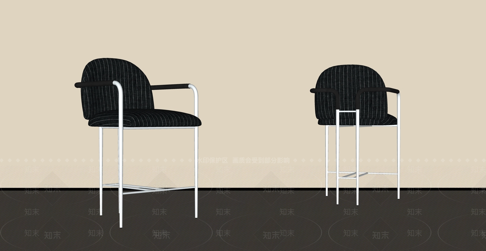 中古极简吧椅SU模型下载【ID:1180687309】