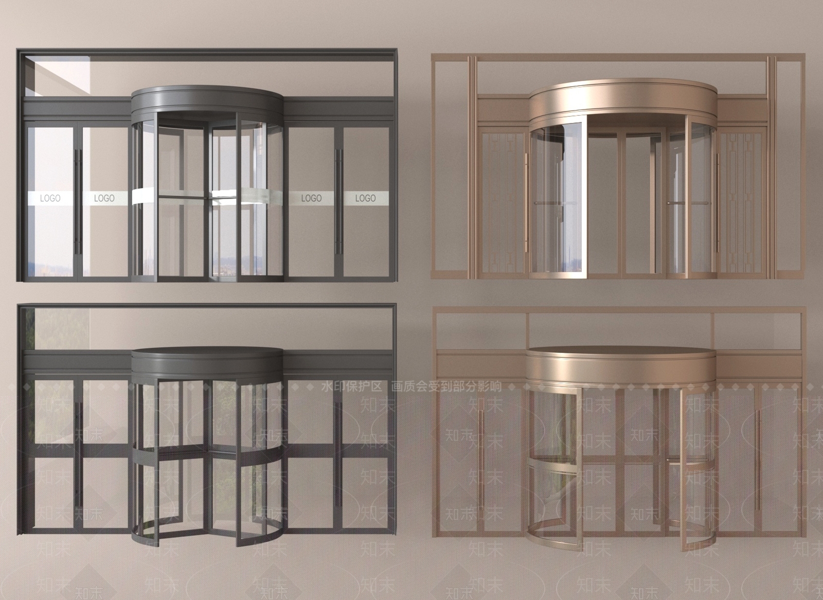 现代旋转门3D模型下载【ID:1180691430】