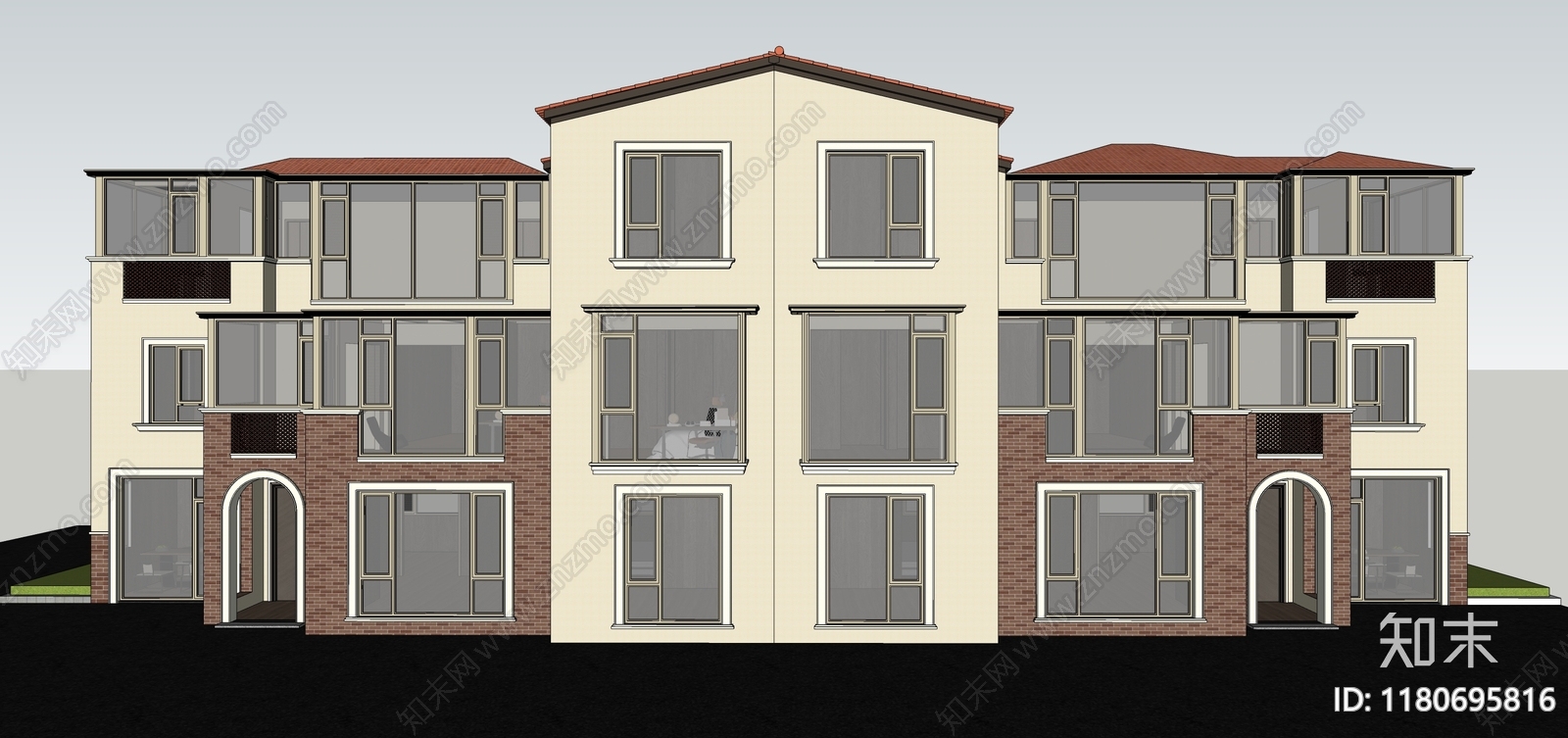 现代简欧小区建筑SU模型下载【ID:1180695816】