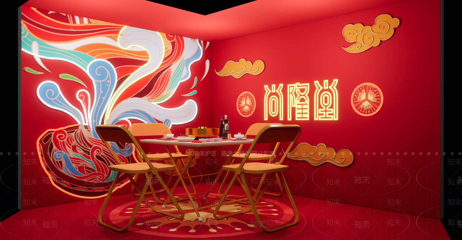 新中式中式火锅店SU模型下载【ID:1180696106】