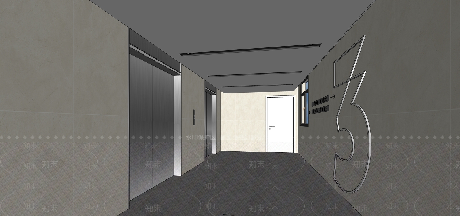 现代电梯厅SU模型下载【ID:1180698887】