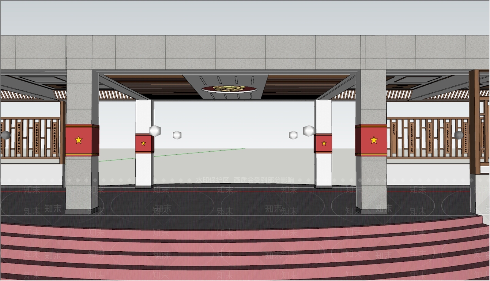 新中式其他学校空间SU模型下载【ID:1180708411】