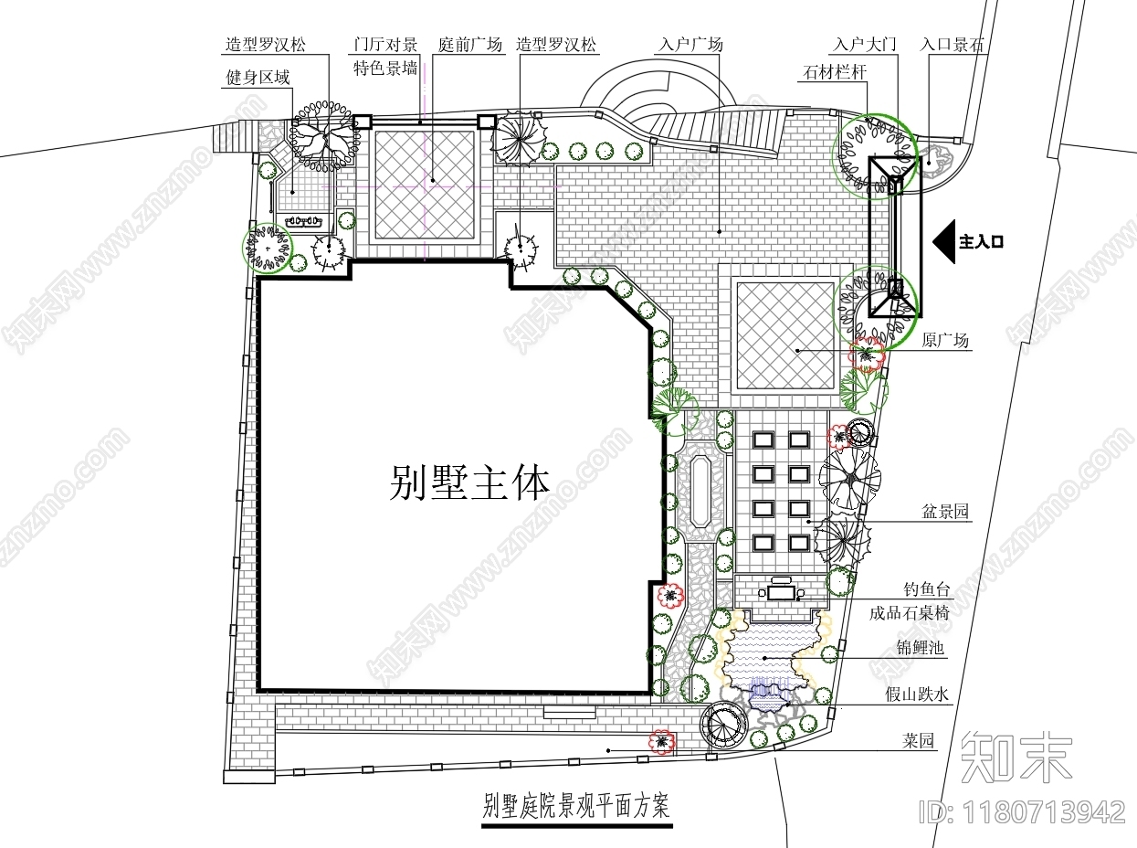 现代庭院cad施工图下载【ID:1180713942】