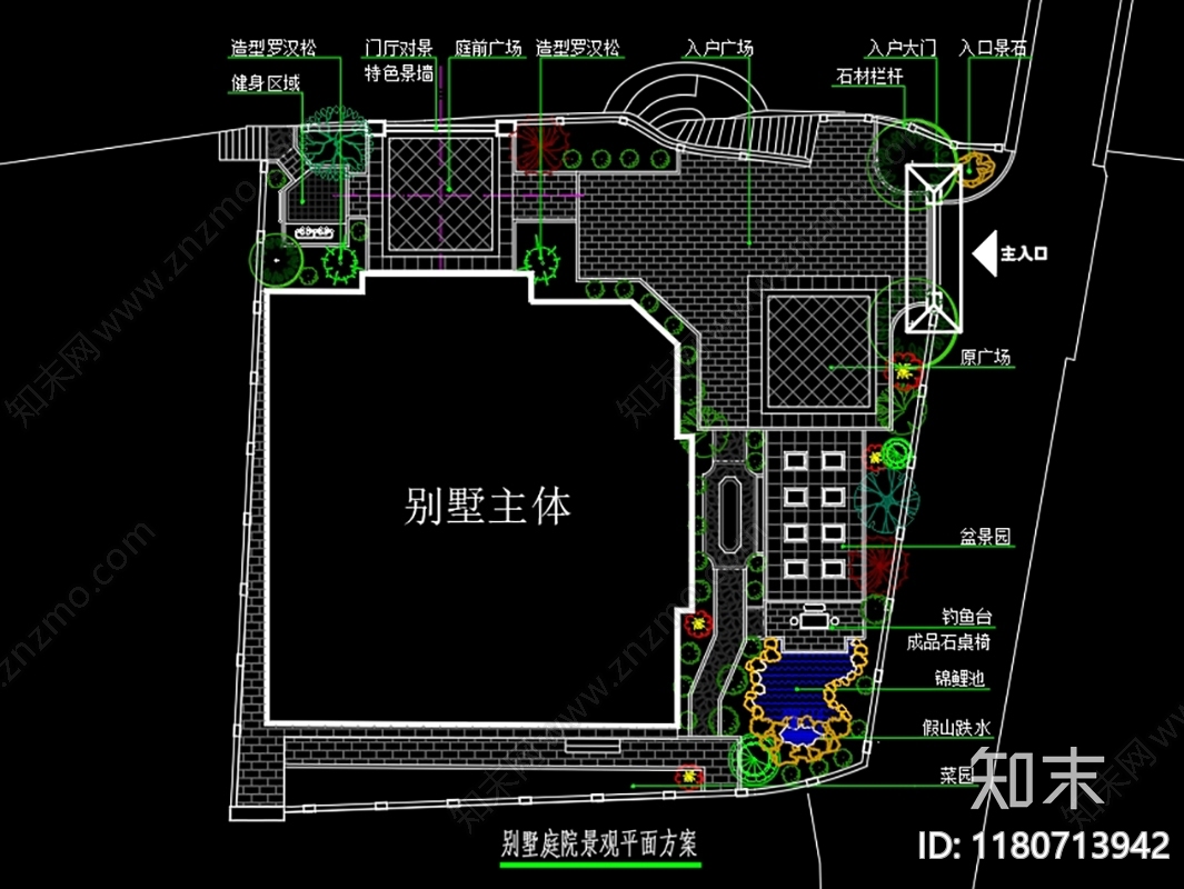 现代庭院cad施工图下载【ID:1180713942】