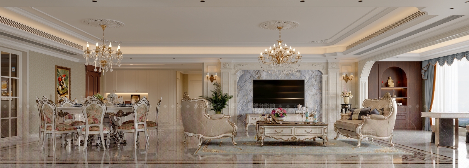 欧式家居客厅3D模型下载【ID:1180714181】