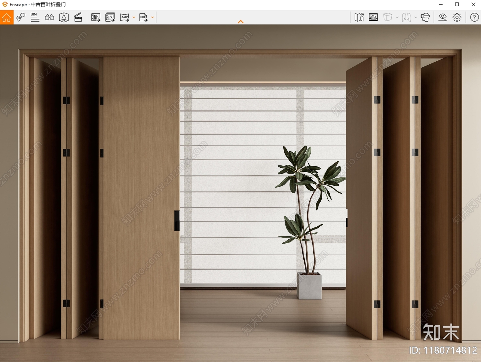 现代原木折叠门SU模型下载【ID:1180714812】