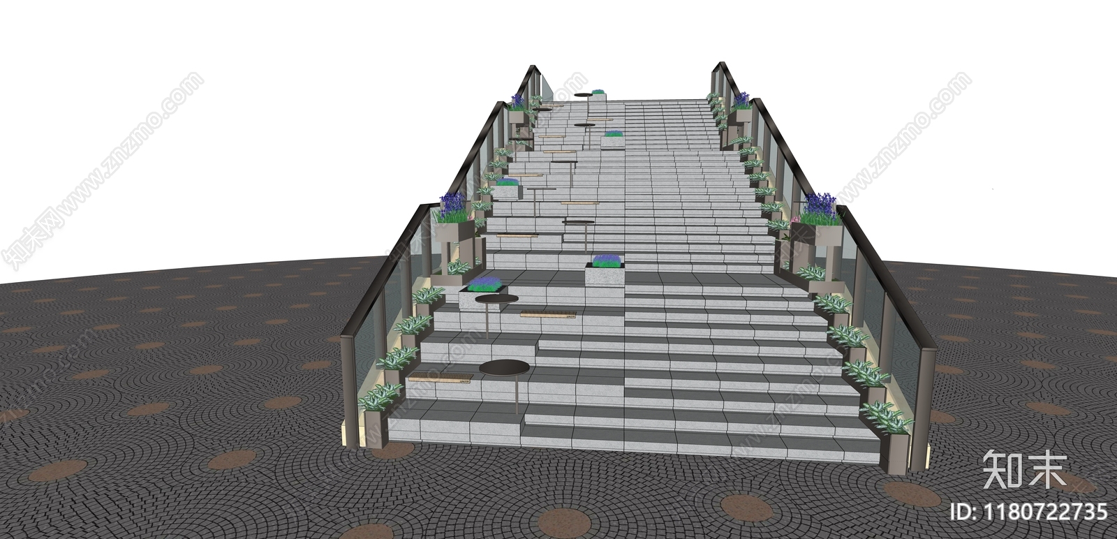 现代台阶景观SU模型下载【ID:1180722735】