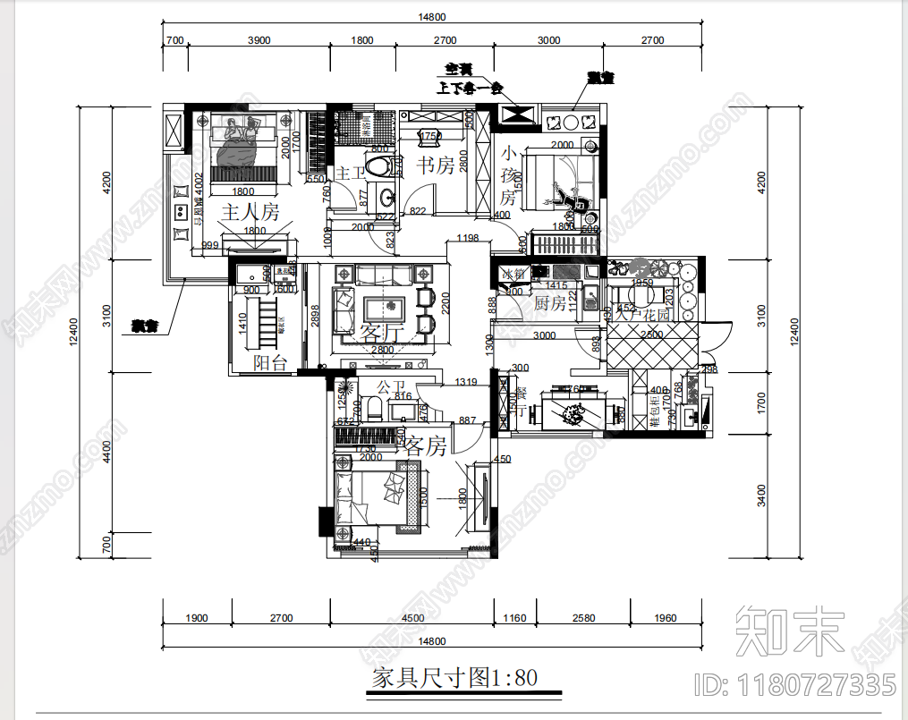 平层cad施工图下载【ID:1180727335】