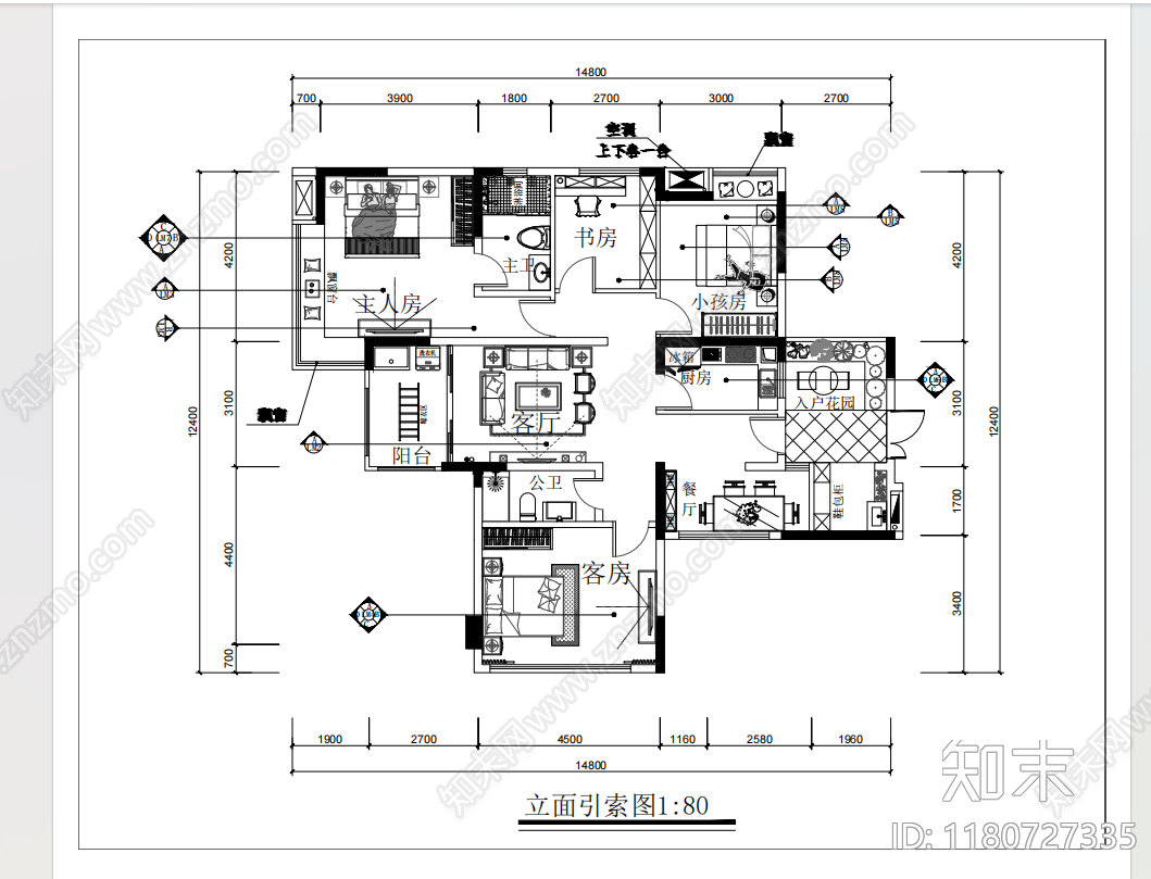 平层cad施工图下载【ID:1180727335】