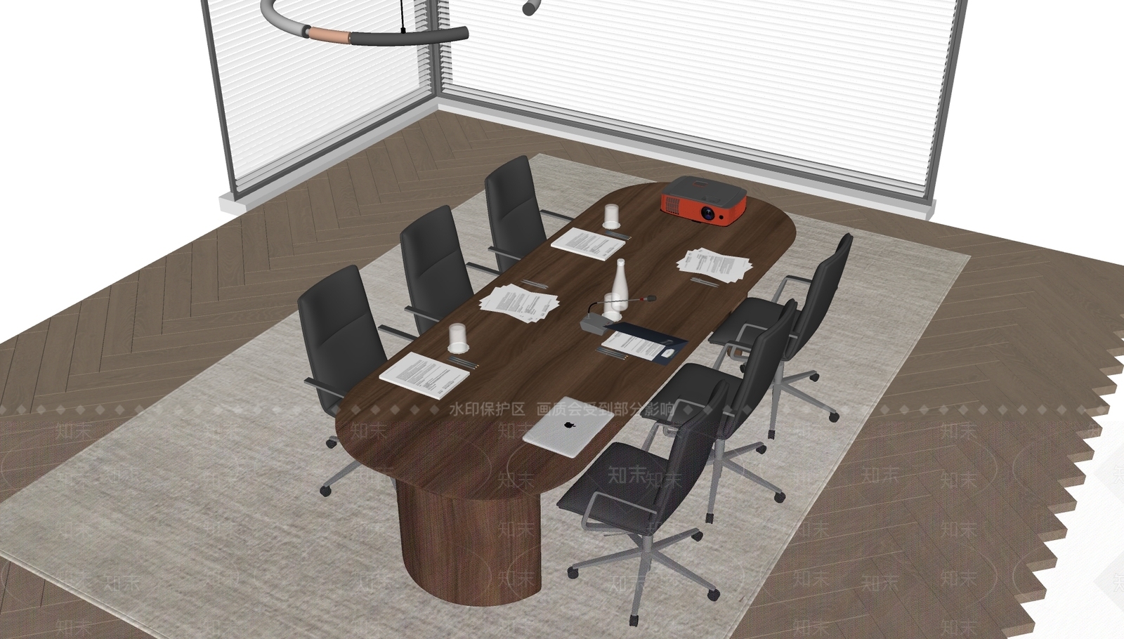 现代会议桌椅SU模型下载【ID:1180731232】