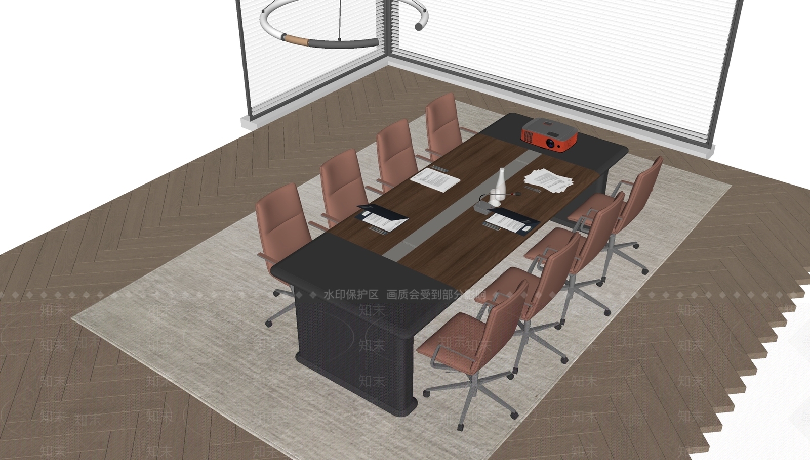 现代会议桌椅SU模型下载【ID:1180731507】