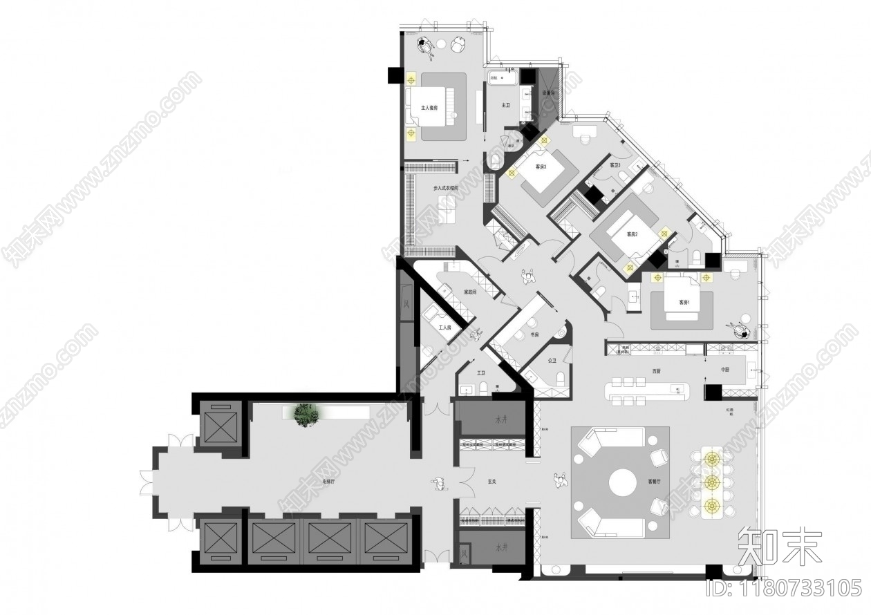 现代公寓cad施工图下载【ID:1180733105】