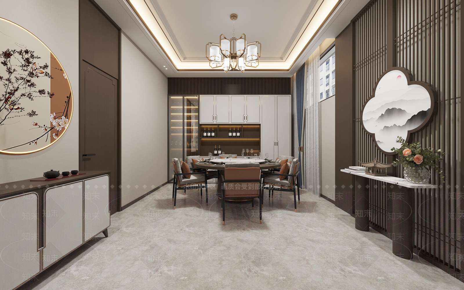 新中式包厢SU模型下载【ID:1180735720】
