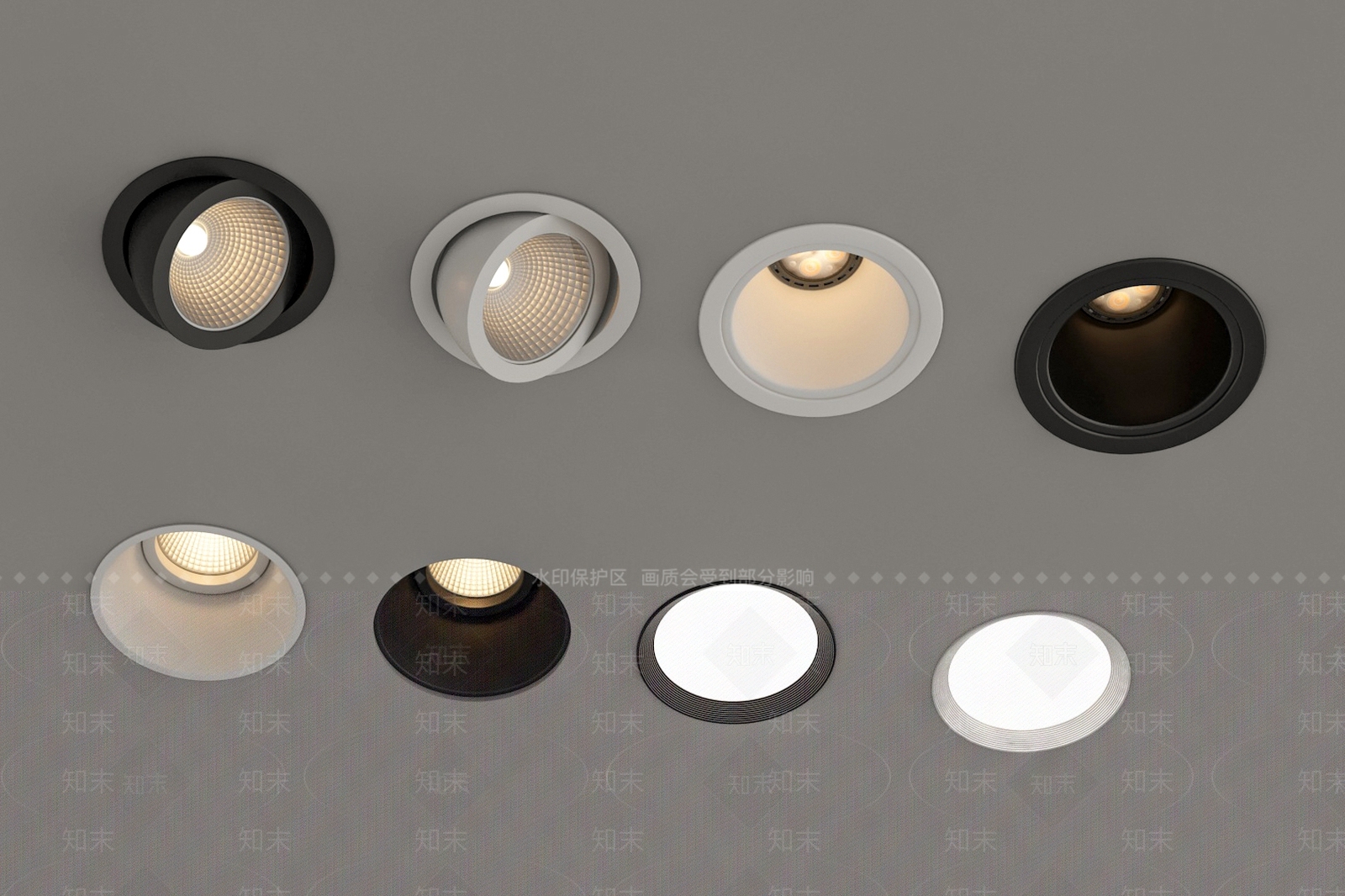 现代筒灯射灯组合3D模型下载【ID:1180739886】