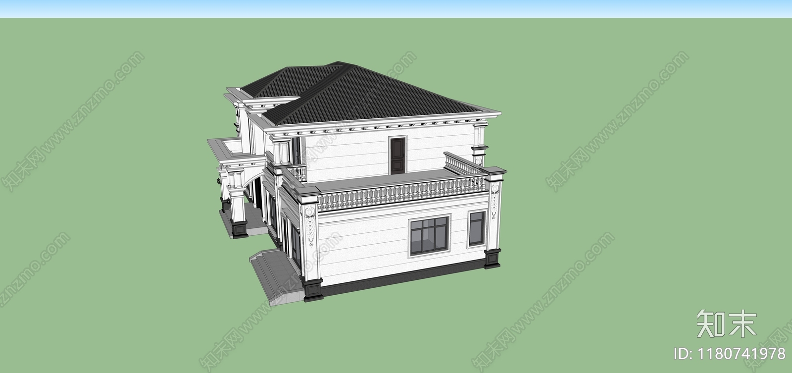 欧式别墅SU模型下载【ID:1180741978】