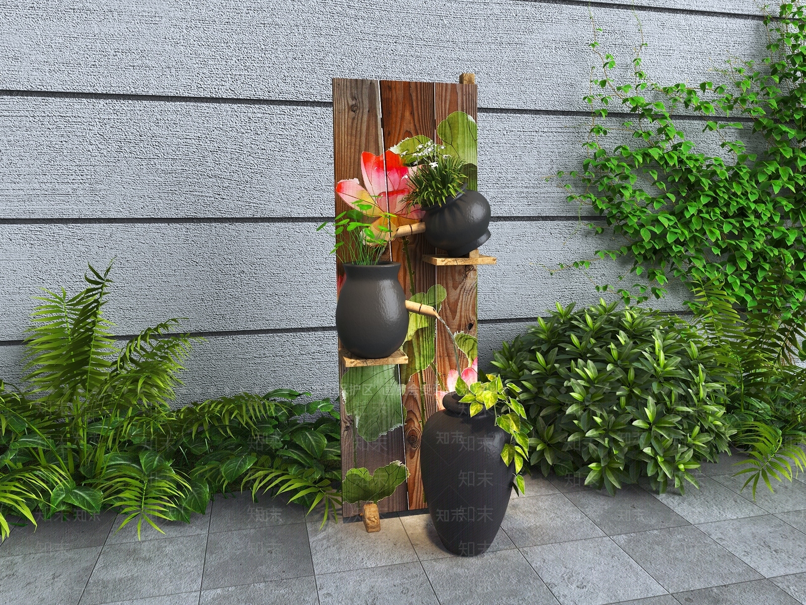 现代新中式水景SU模型下载【ID:1180751073】