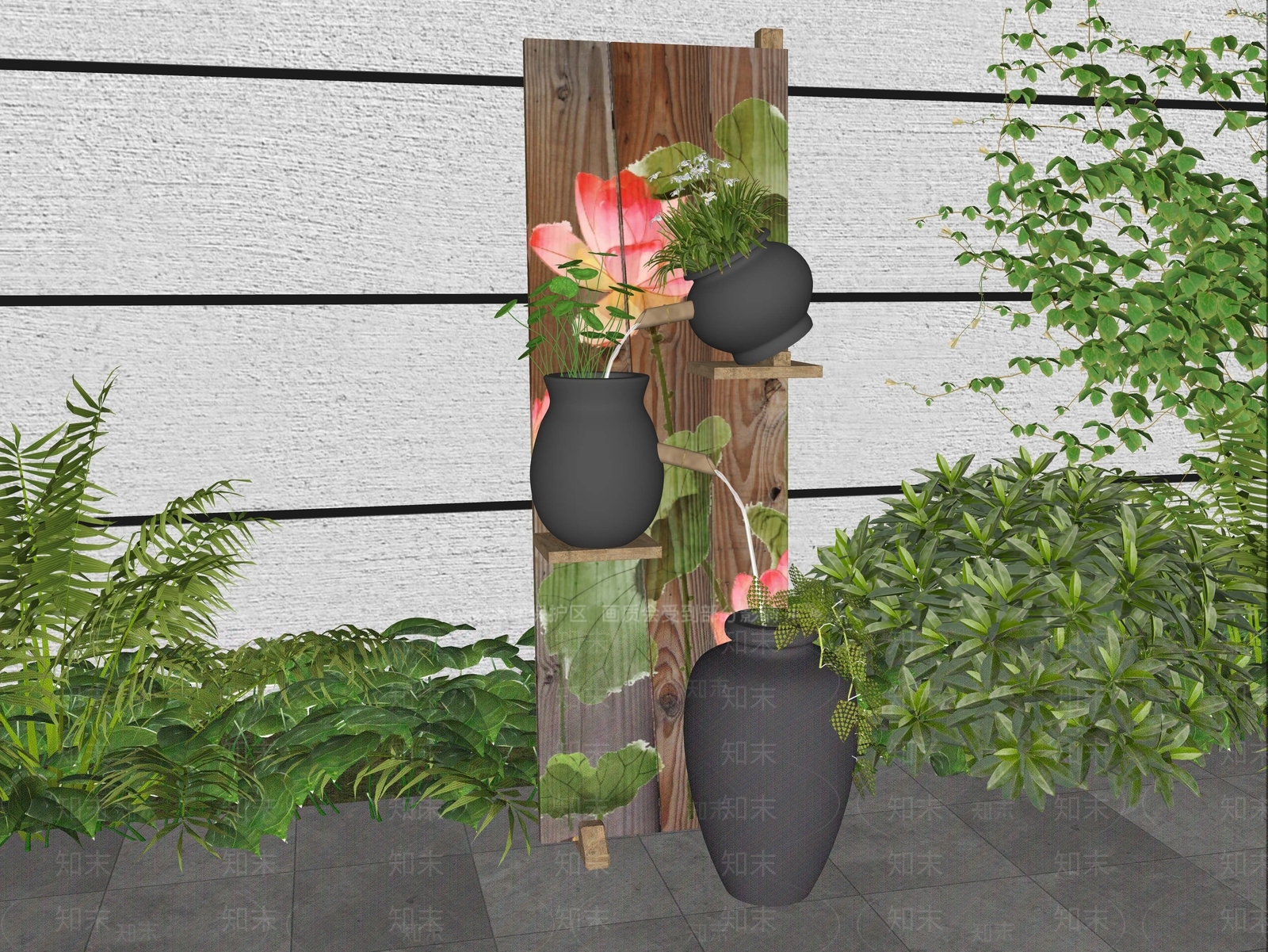 现代新中式水景SU模型下载【ID:1180751073】