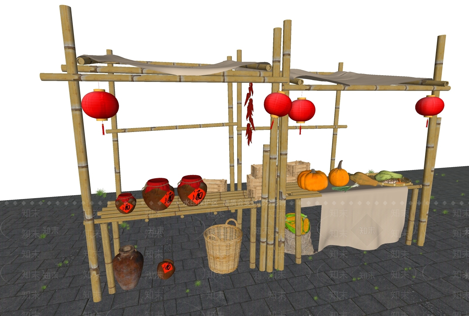 摊位SU模型下载【ID:1180753508】