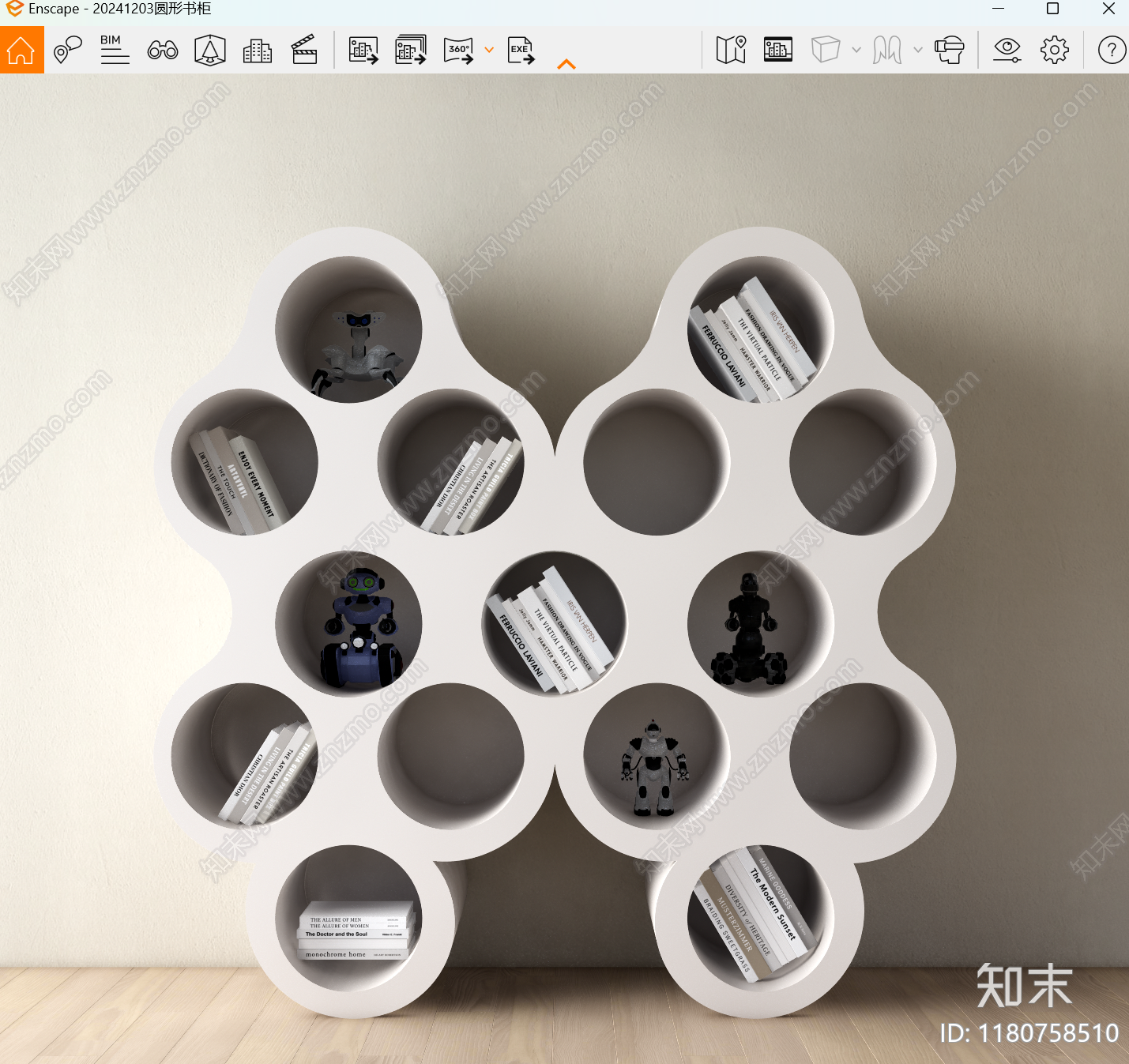 现代书柜SU模型下载【ID:1180758510】