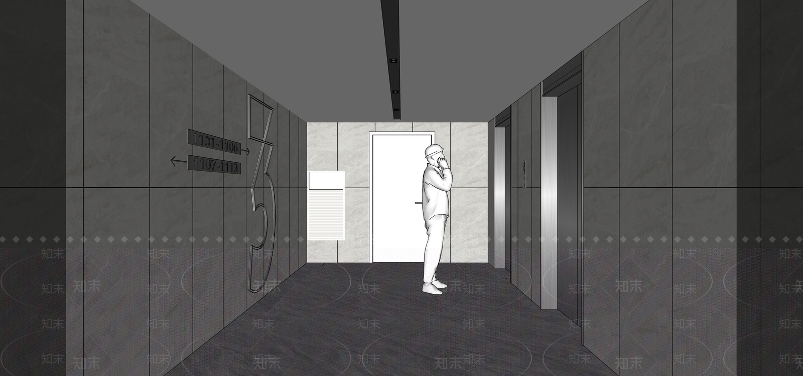现代电梯厅SU模型下载【ID:1180760705】