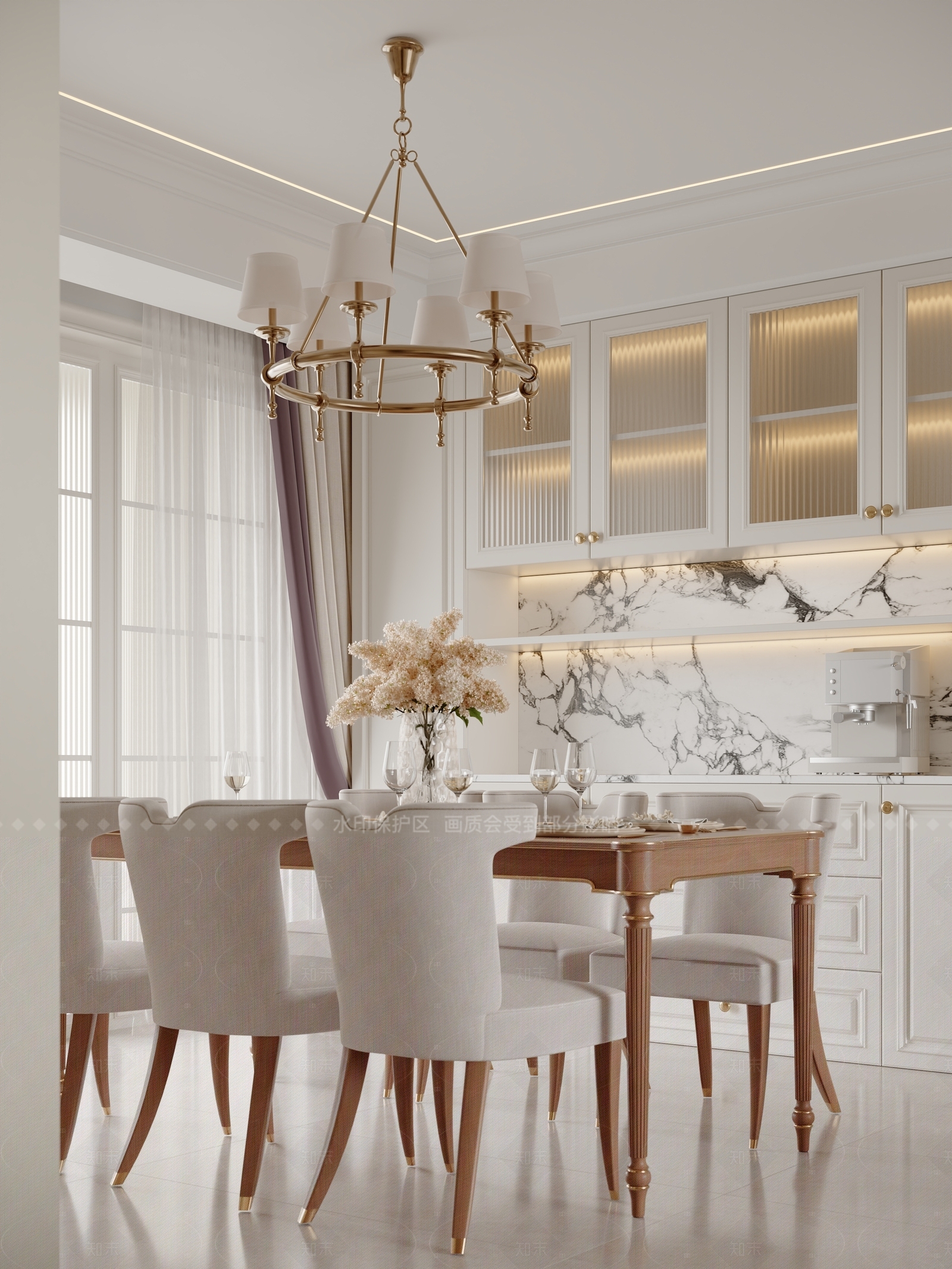 现代美式客餐厅3D模型下载【ID:1180762565】