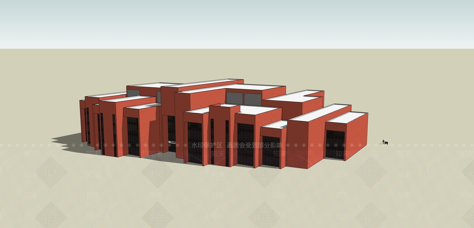 现代图书馆建筑SU模型下载【ID:1180763848】