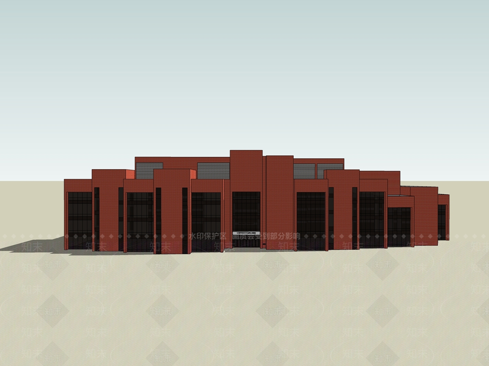 现代图书馆建筑SU模型下载【ID:1180763848】