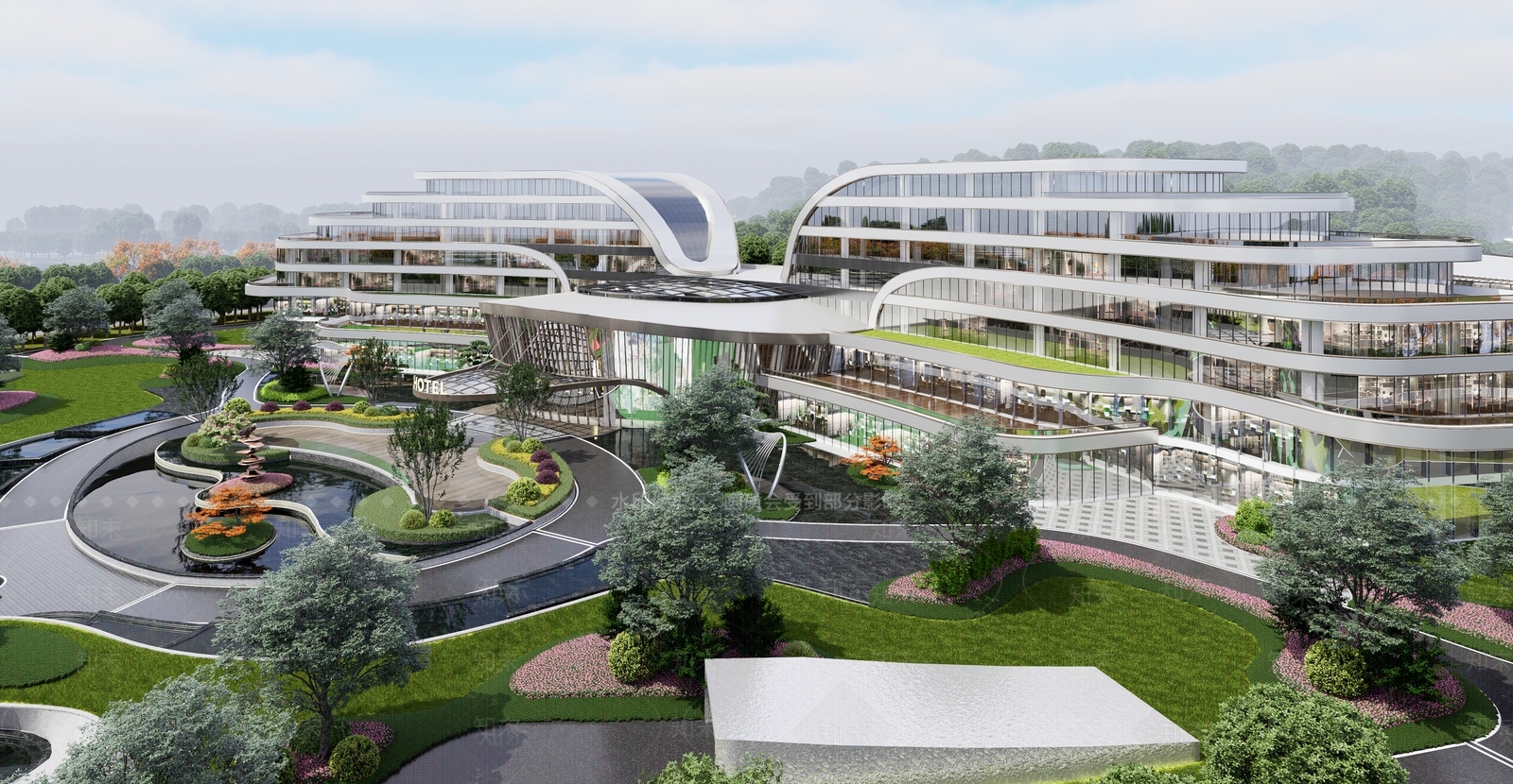 现代酒店建筑SU模型下载【ID:1180765919】