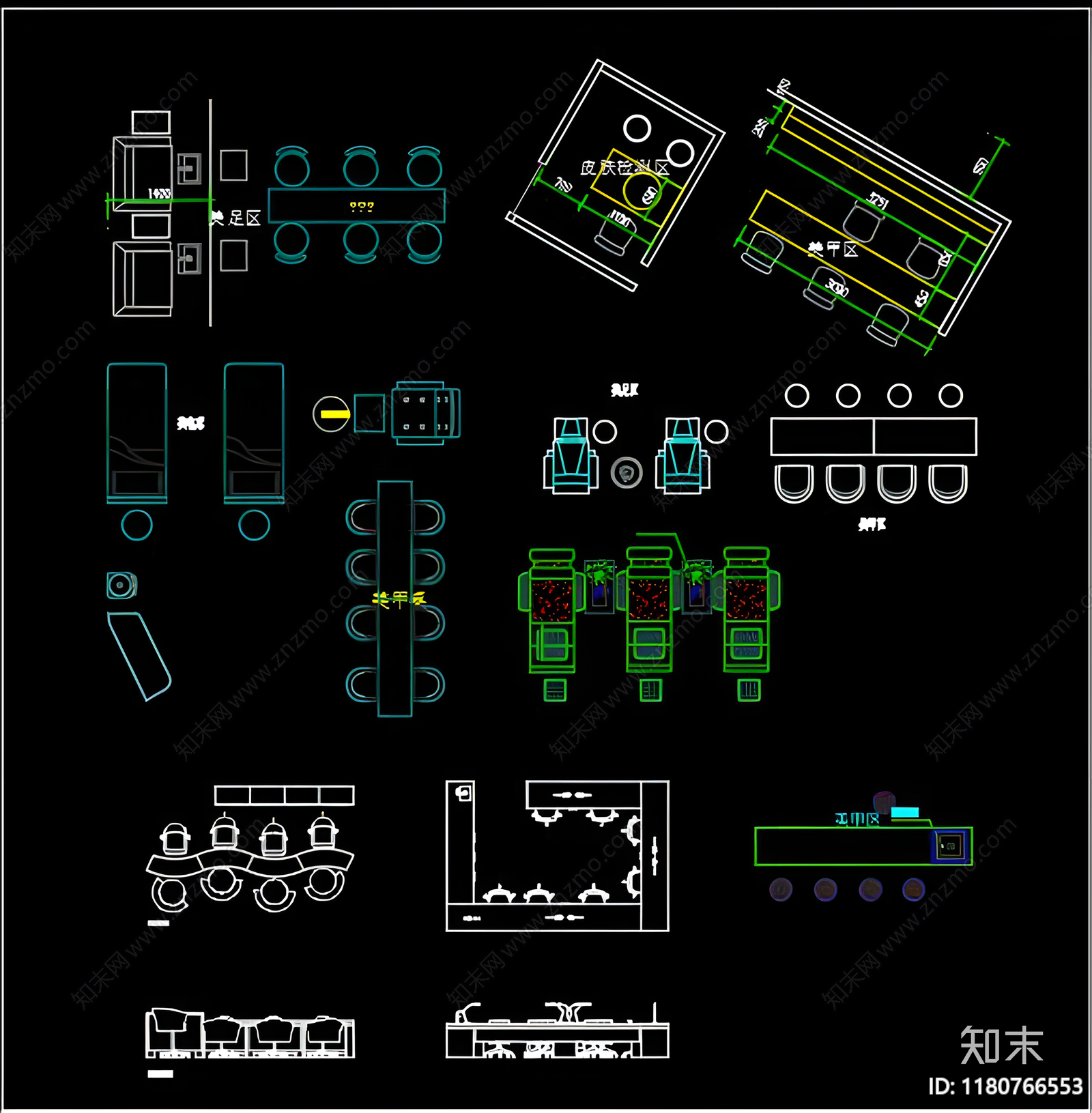 现代桌椅cad施工图下载【ID:1180766553】