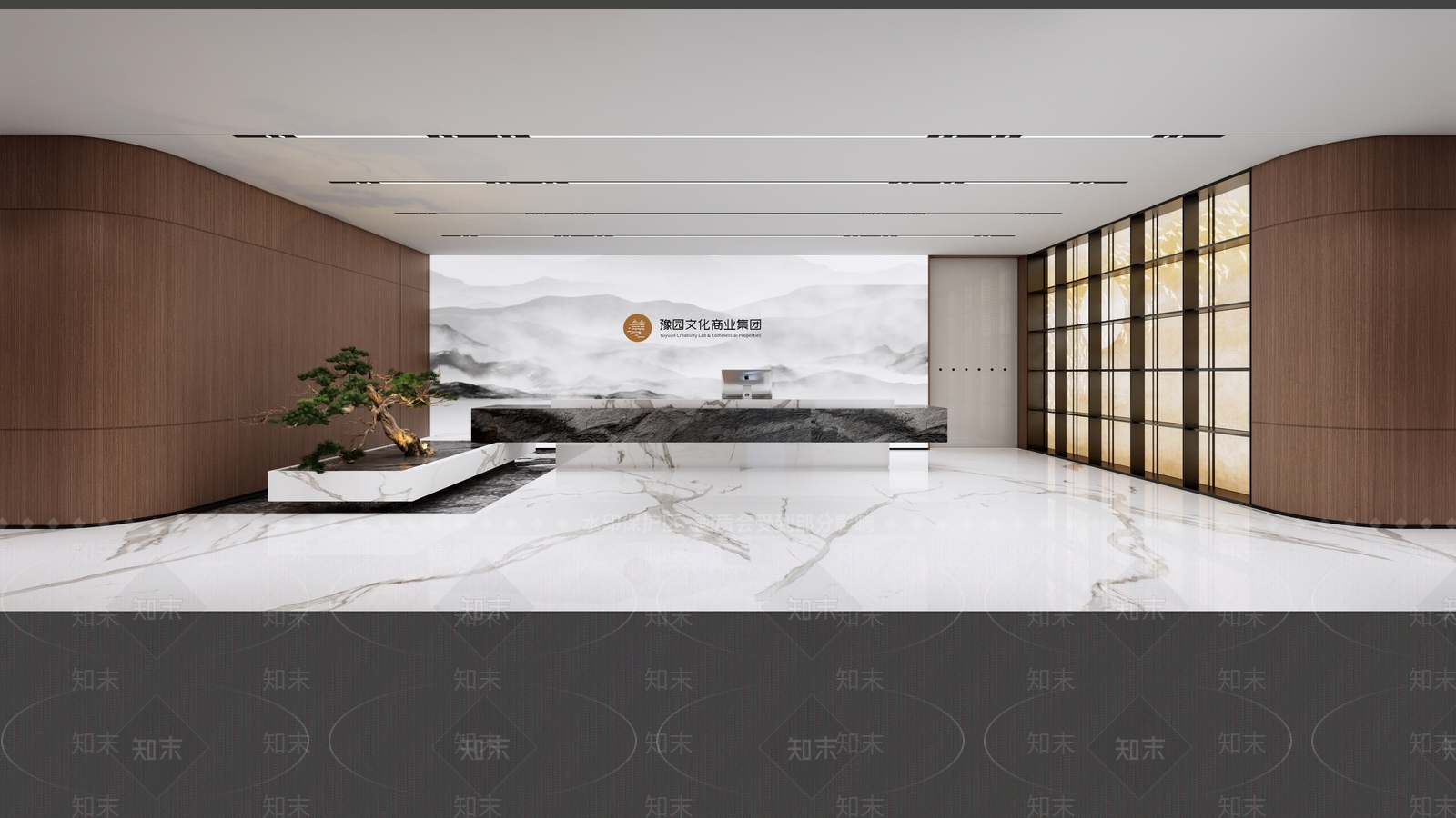 新中式中式办公大堂SU模型下载【ID:1180773703】